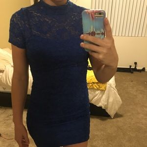 Blue Lace Choker Dress